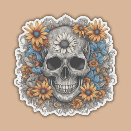 Gothic Skull med solblommor Klistermärken