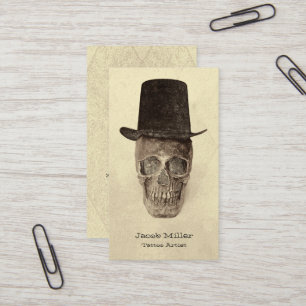 Gothic Skull med Top hat Sepia Vintage Visitkort