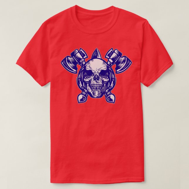 Gothic Skull med två axlar Tattoo T Shirt (Design framsida)