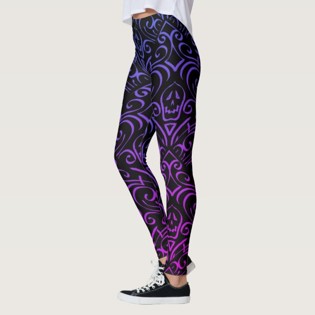 Gothic Skull Mönster Leggings (Vänster)