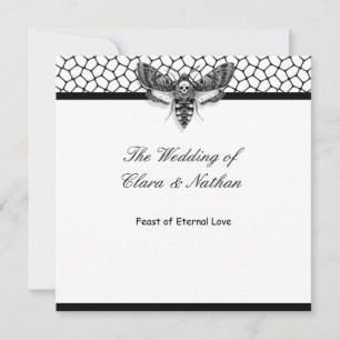 Gothic Skull Moth Bröllop Menu - Eternets fest Inbjudningar