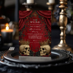Gothic Skull och Black Ro Halloween Firande Inbjudningar