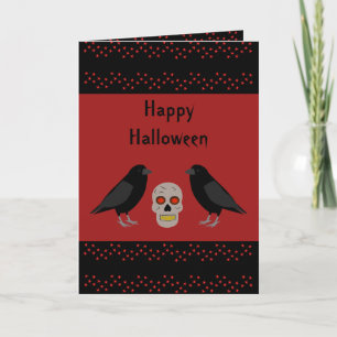 Gothic Skull och Guardian Ravens Halloween Anpassn Kort