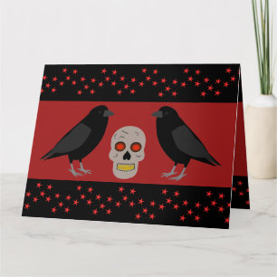 Gothic Skull och Guardian Ravens Halloween Anpassn Kort