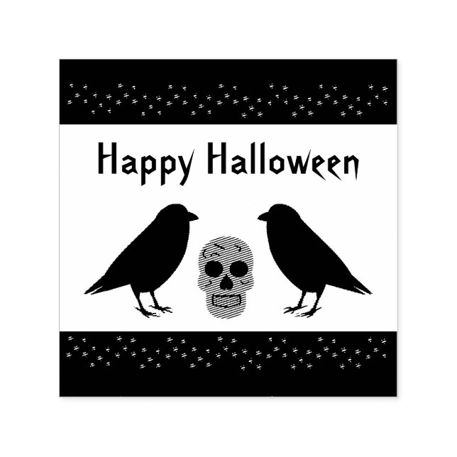 Gothic Skull och Guardian Ravens Halloween Anpassn Självfärgande Stämpel (Design)