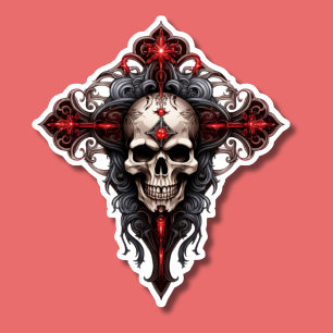 Gothic Skull och Kor Klistermärken