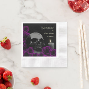 Gothic Skull och Lila Ro Halloween Bröllop Pappersservett