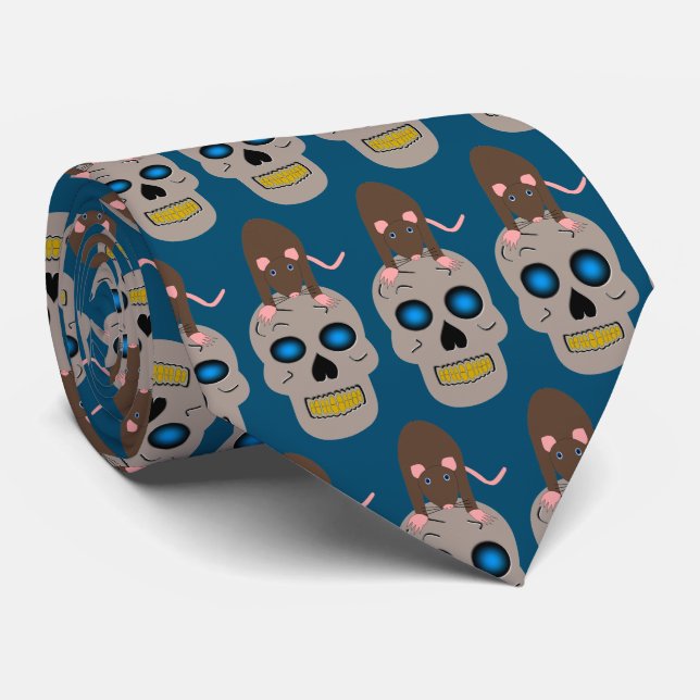 Gothic Skull och Råtta Halloween Slips (Rullad)