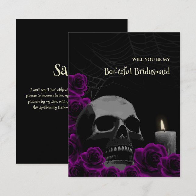 Gothic Skull och Ro Bridesmaid Frieri kort (Fram/baksida)
