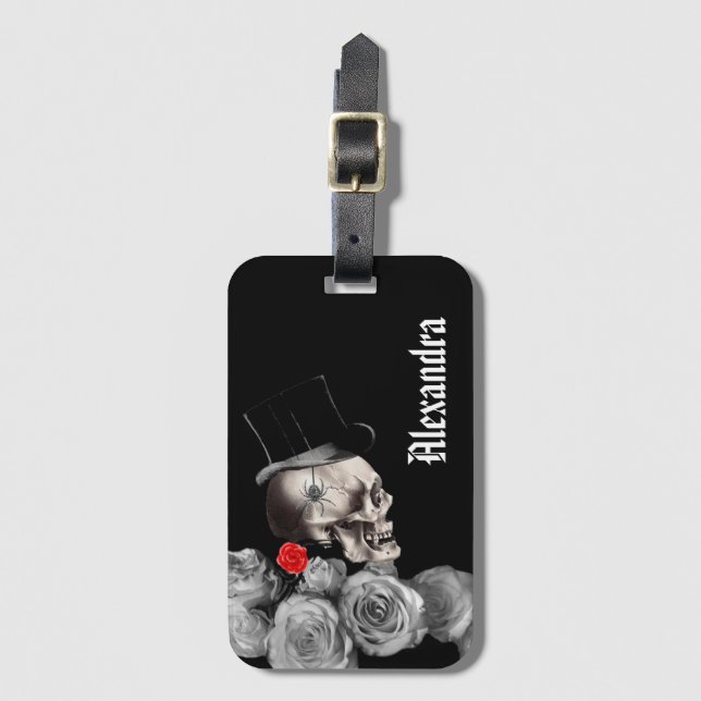 Gothic Skull och Ro Luggage Tag Bagagebricka (Framsida vertikal)