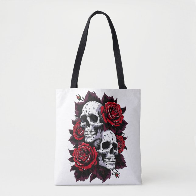 Gothic Skull och Ro Motif Tygkasse (Framsida)