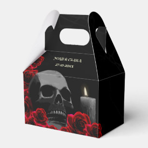 Gothic Skull och Röd ros Halloween Bröllop Presentaskar