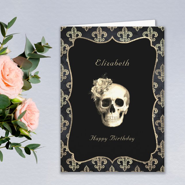 Gothic Skull Personlig Birthday Card Kort (Skapare uppladdad)