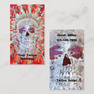 Gothic Skull Red Teal Surreal Psychedelic Art Visitkort