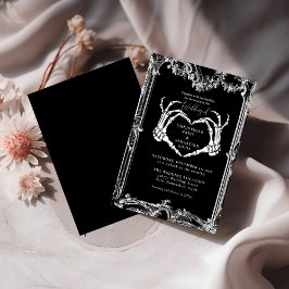 Gothic Skull Retro Halloween Bröllop Inbjudningar