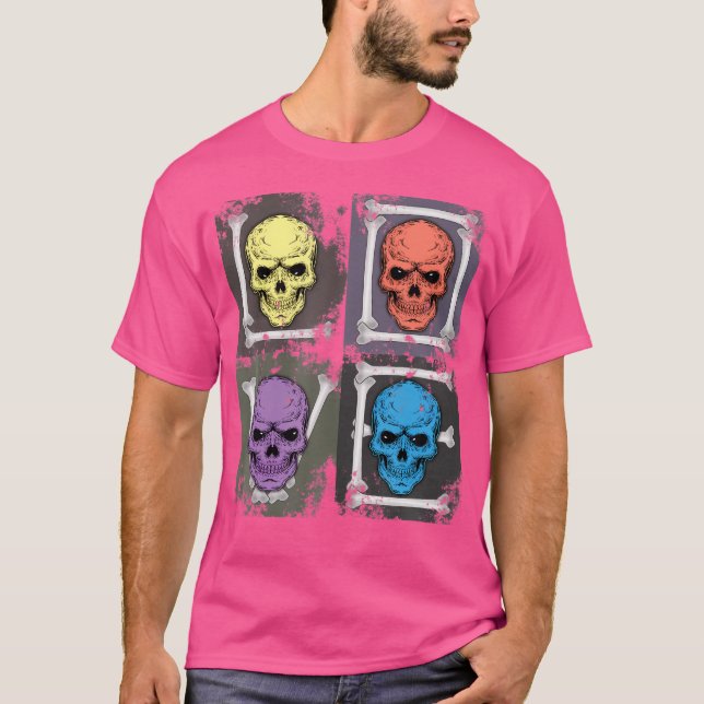 Gothic Skull Retro Punk Pop Art Kärlek T Shirt (Framsida)