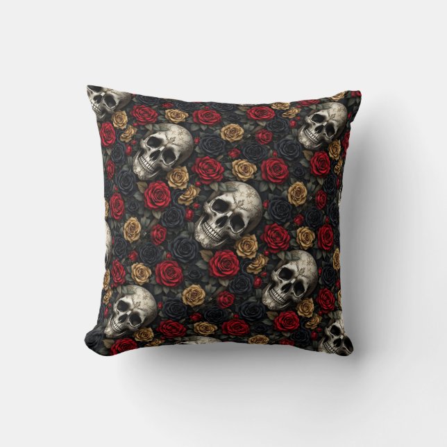 Gothic Skull & Ro Dekorativ kudde (Framsida)