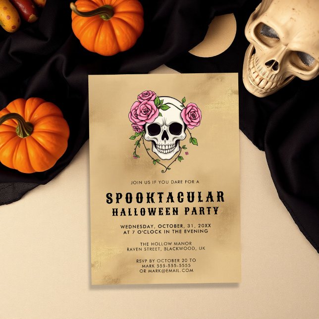 Gothic Skull & Ro | Halloween fest Inbjudningar (Skapare uppladdad)