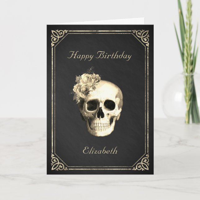 Gothic Skull Ro Personlig Birthday Kort (Framsida)