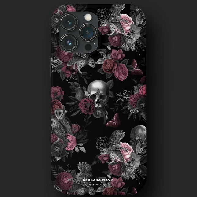 Gothic Skull Ro Uggla Mörk Lila Rosa Elegant  (Gothic Skull Roses Owl Dark Purple Pink Elegant Case-Mate iPhone Case
)