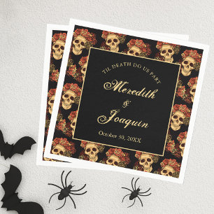 Gothic Skull Röd ros Black Halloween Bröllop Pappersservett