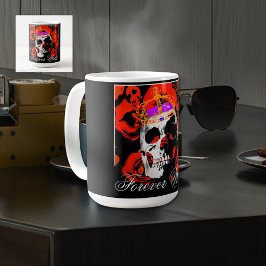 Gothic Skull Röd ros-kaffe Mugg