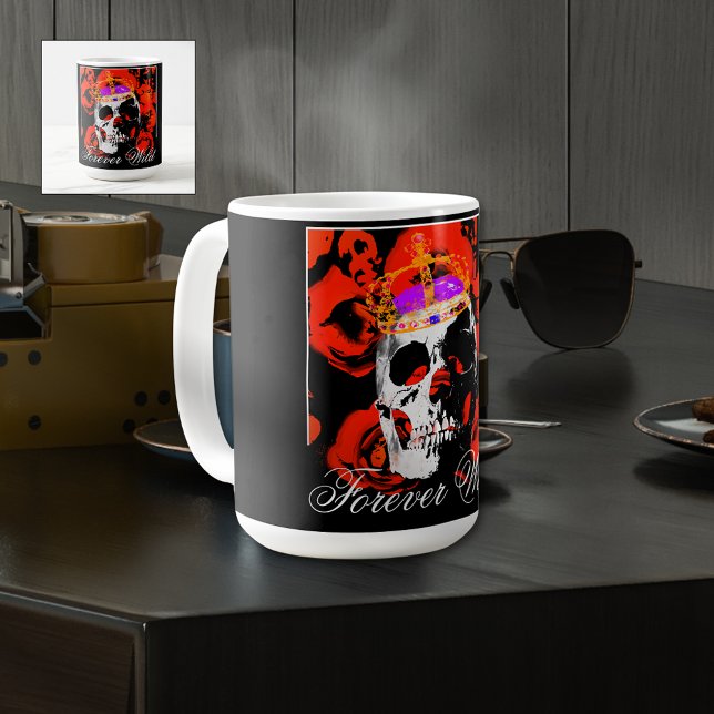 Gothic Skull Röd ros-kaffe Mugg (Skapare uppladdad)