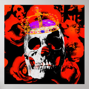 Gothic Skull Röd ros Poster