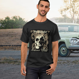 Gothic Skull Röd ros T-Shirt