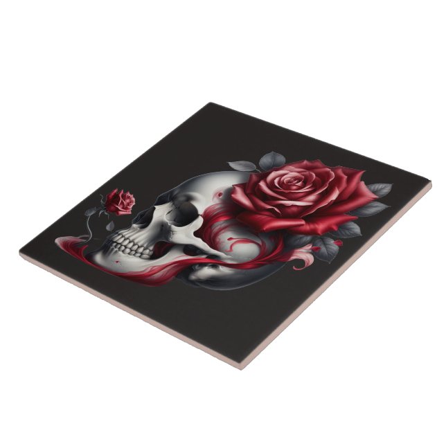 Gothic Skull Rose  Kakelplatta (Sidan)