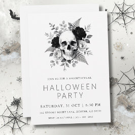 Gothic Skull & Roses Halloween Inbjudningar