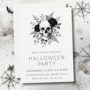 Gothic Skull & Roses Halloween Inbjudningar