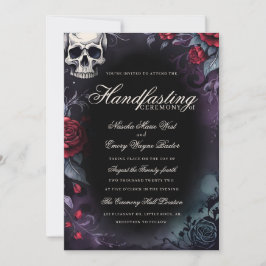 Gothic Skull & Roses Purple Black Handfasting Inbjudningar