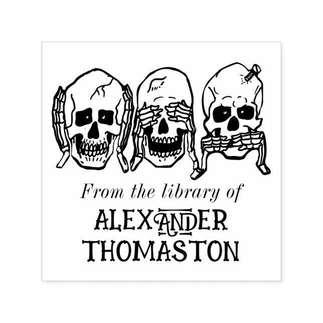 Gothic Skull, se hörseltal nr Evil Bibliotek Bok Självfärgande Stämpel (Design)