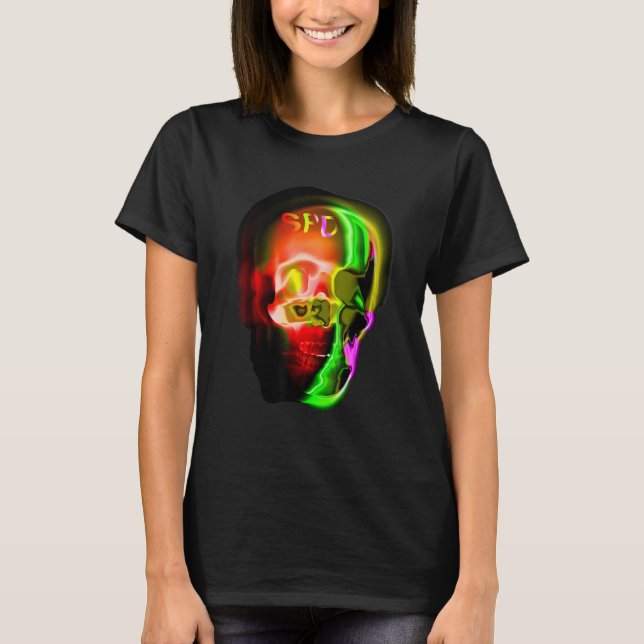 Gothic Skull Skeleton Abstract Art T Shirt (Framsida)