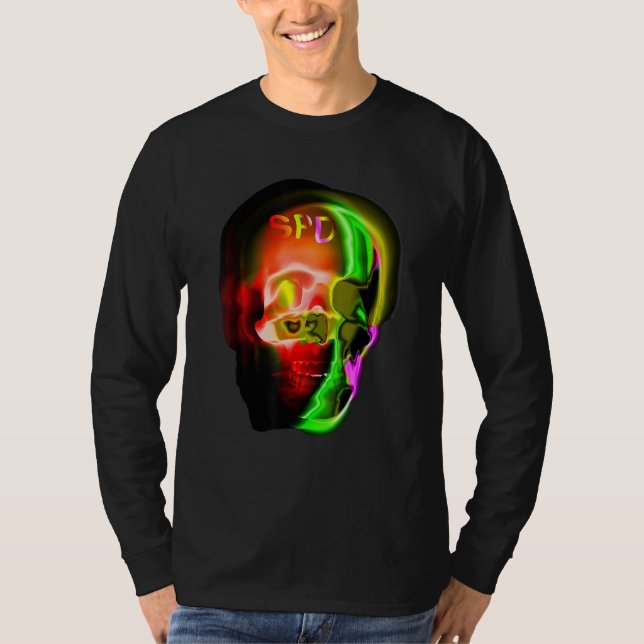 Gothic Skull Skeleton Abstract Art T Shirt (Framsida)