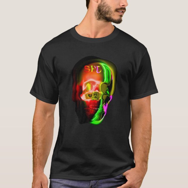 Gothic Skull Skeleton Abstrakt T Shirt (Framsida)