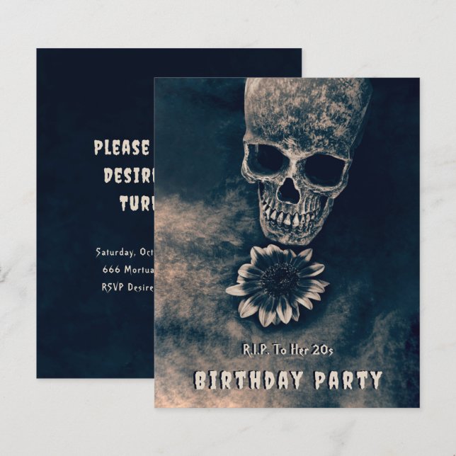 Gothic Skull-solrosor RIP till hennes 20-årsbudget (Fram/baksida)