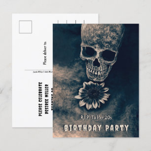 Gothic Skull-solrosor RIP till hennes 20-tal Inbjudan Vykort