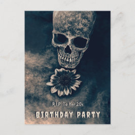 Gothic Skull-solrosor RIP till hennes 20-tal Inbjudan Vykort