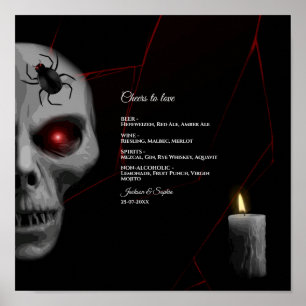Gothic Skull Spider Candle - Mörk Moody Halloween Poster