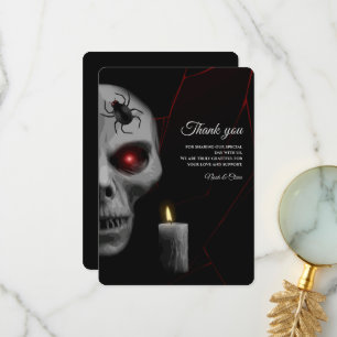 Gothic Skull Spider Candle - Mörk Moody Halloween Tack Kort