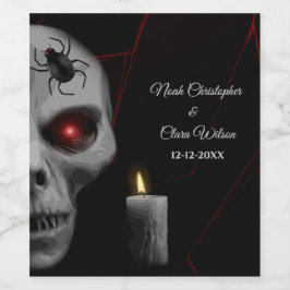 Gothic Skull Spider Candle - Mörk Moody Halloween Vinflaska Etikett