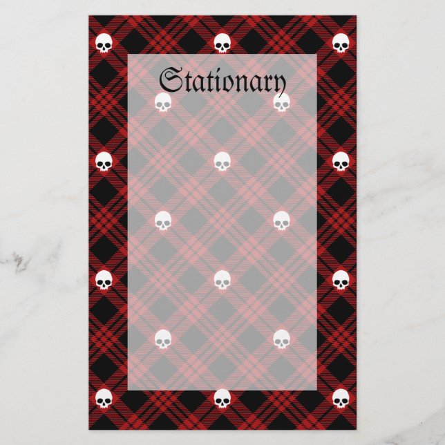 Gothic Skull Tartan Play Brevpapper (Framsida)