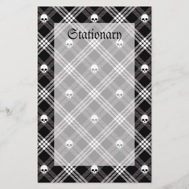 Gothic Skull Tartan Play Brevpapper (Framsida)