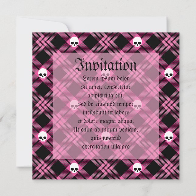 Gothic Skull Tartan Play Inbjudningar (Framsida)