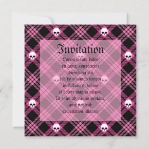 Gothic Skull Tartan Play Inbjudningar