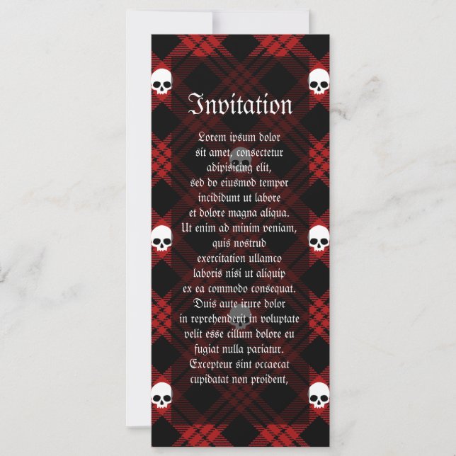 Gothic Skull Tartan Play Inbjudningar (Framsida)