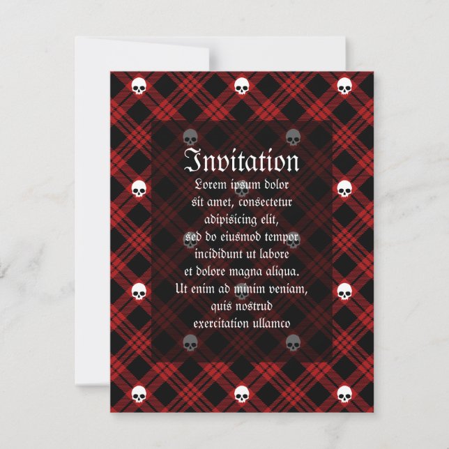 Gothic Skull Tartan Play Inbjudningar (Framsida)