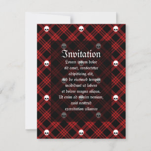 Gothic Skull Tartan Play Inbjudningar